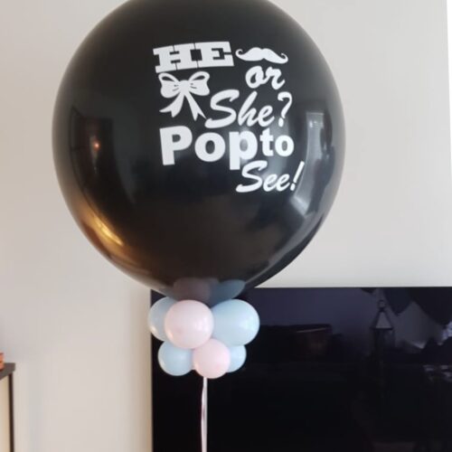 Alternative view of Gender reveal ballon 80cm He or She zelf samenstellen.