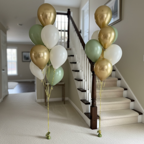 Helium ballon set Eucalyptus-goud-cream