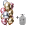 Helium cilinder + chrome/mirror Rose/Gold/Silver ballonnen 12 st.