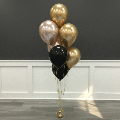 Ballon set Chrome goud-zwart-Chrome champagne