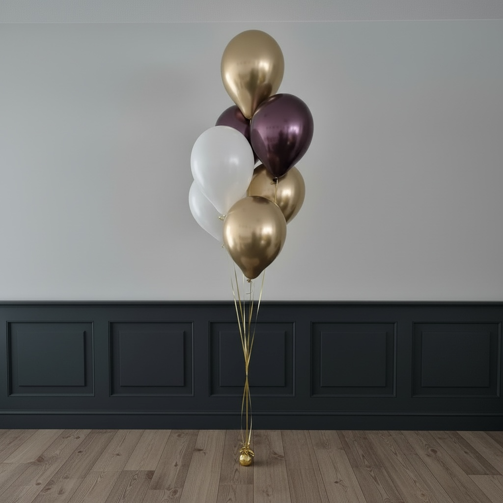 Helium ballon set Luxe Bordeaux-Wit-Goud per tros
