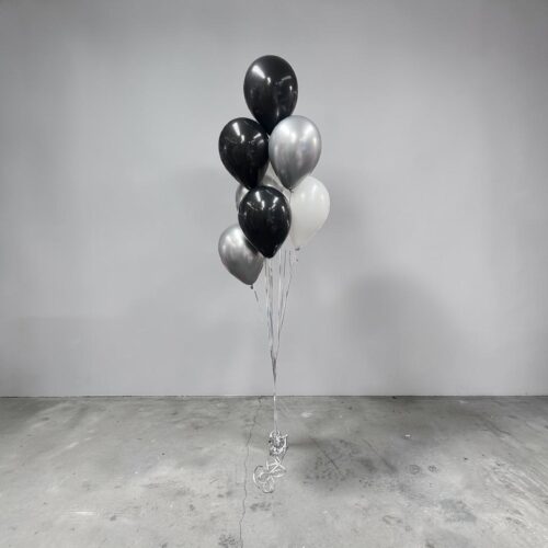 Alternative view of Helium ballon set Zwart-zilver-wit  per tros