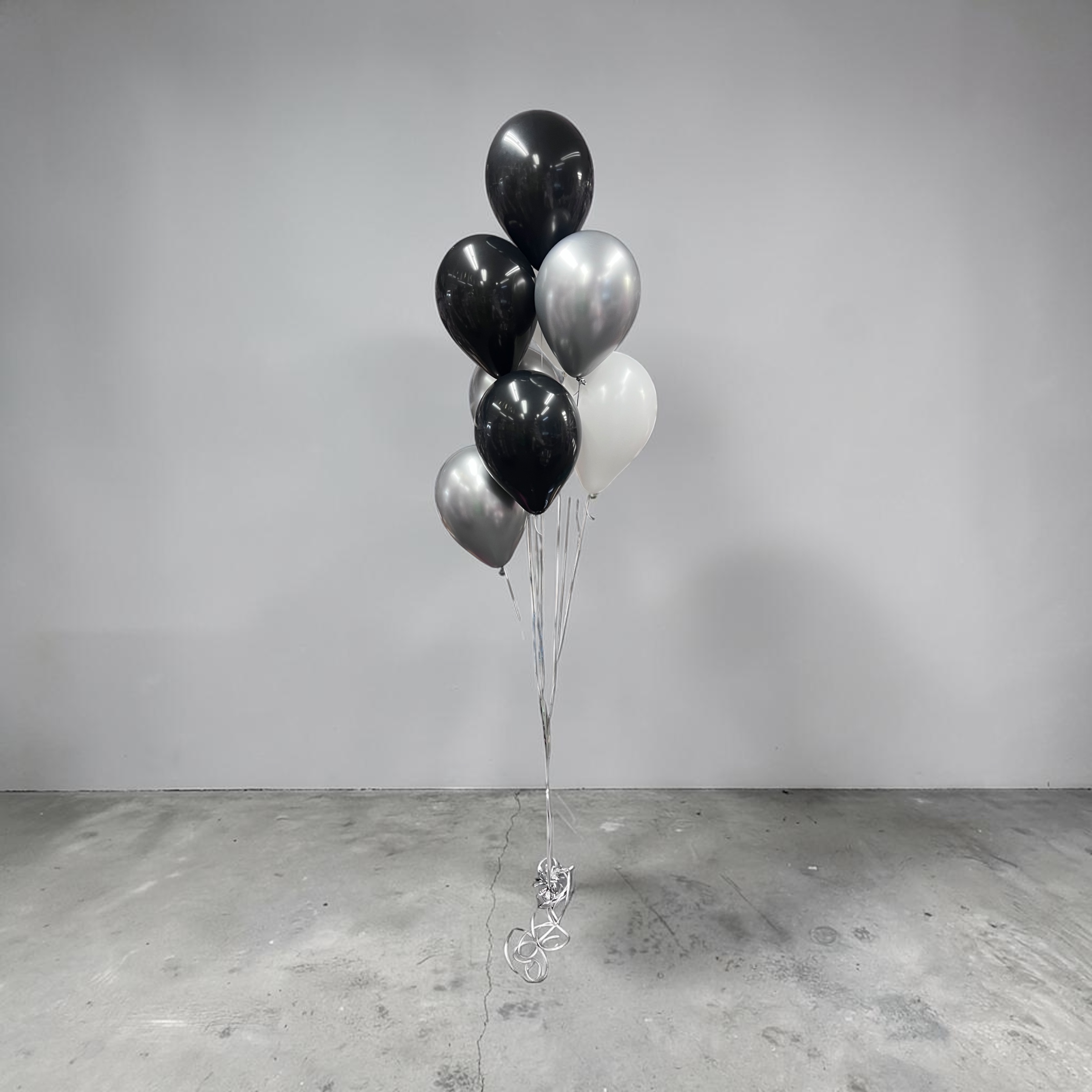 Helium ballon set Zwart-zilver-wit per tros - Afbeelding 2