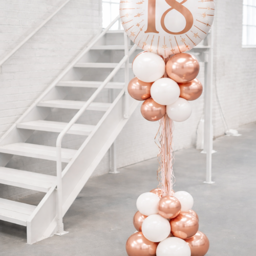 Alternative view of Luxe Ballonpilaar met Leeftijd – Wit-Rosegold