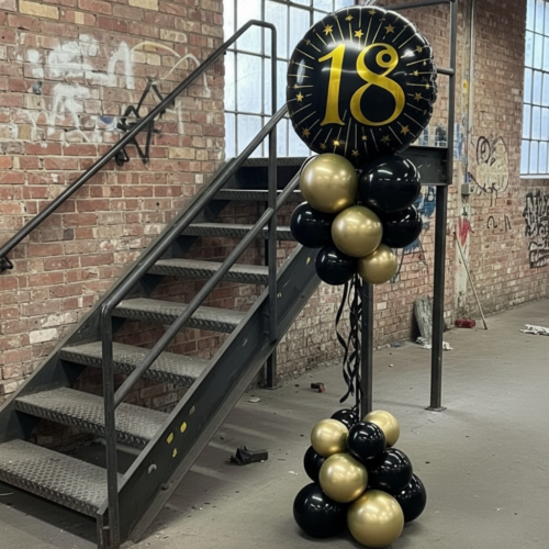 Alternative view of Luxe Ballonpilaar met Leeftijd – Zwart & Goud