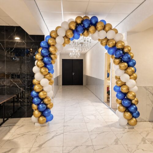 Medium Classic Ballonnenboog Chrome goud-metallic blue-wit