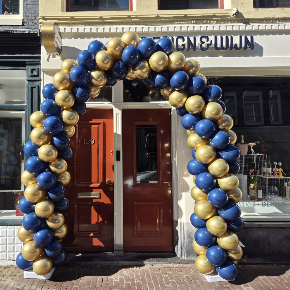 Medium Classic Ballonnenboog chrome goud-Navy blue