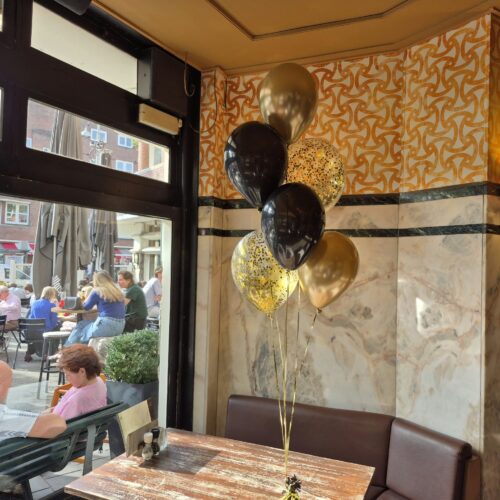 Alternative view of Helium ballon set Goud-zwart-confetti