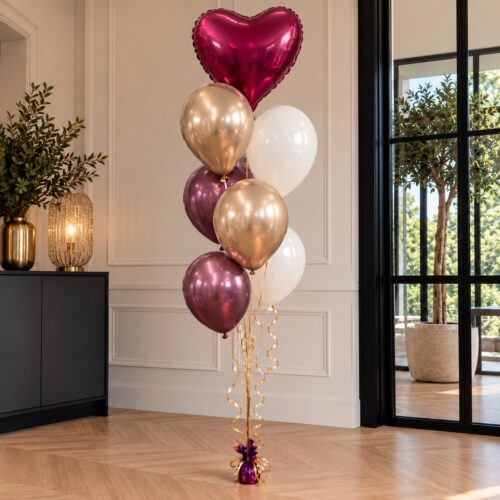 Helium ballon set Chrome Rosegold-Oister wit-Chrome Burgundy