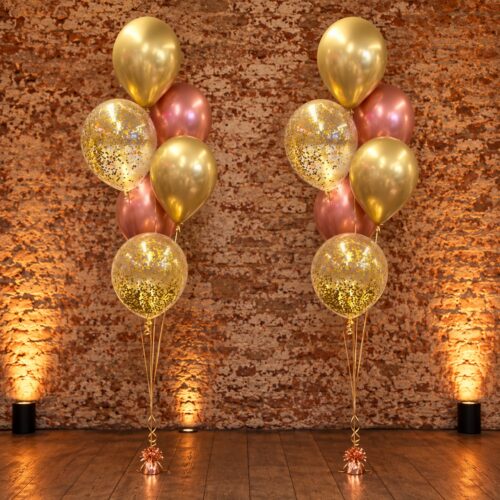 Helium ballon set Goud-RoseGold-confetti