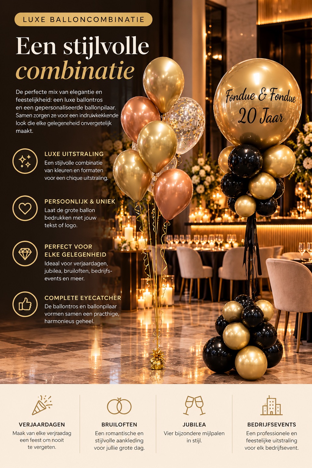 Luxe Balloncombinatie – Ballontros & Ballonpilaar - Afbeelding 2